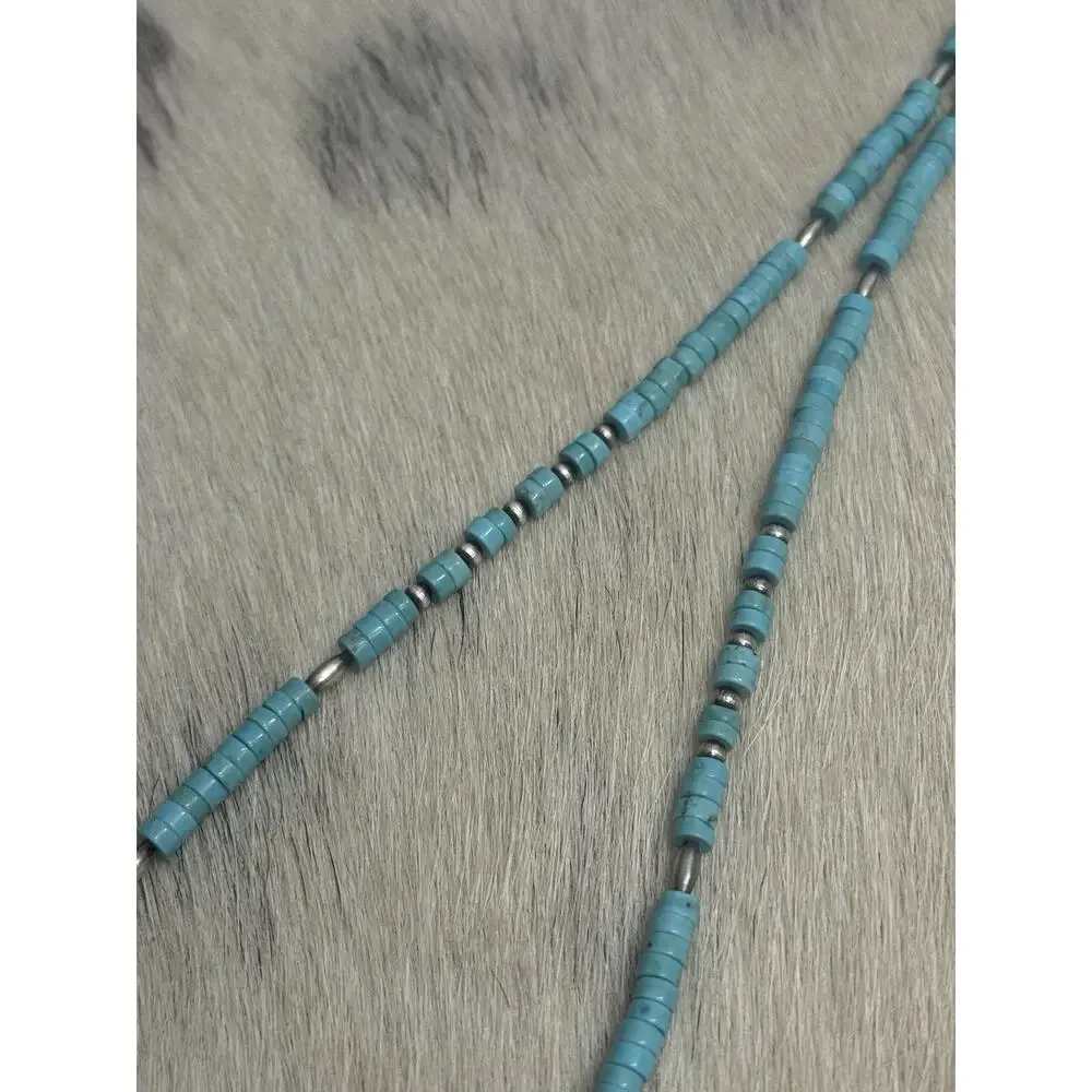 Native American Sterling Silver Navajo Torpedo Pearl HEISHI Turquoise Necklace